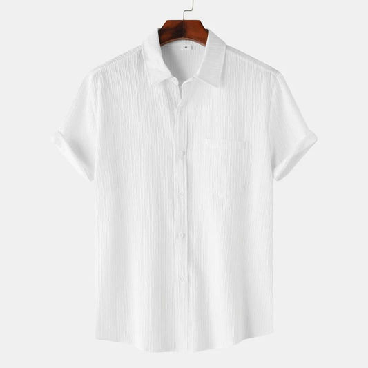 Men's Green Linen Short Sleeve Shirts