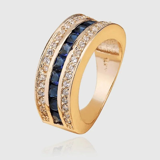 Elegant 18k Gold Real Diamond Sapphire Ring