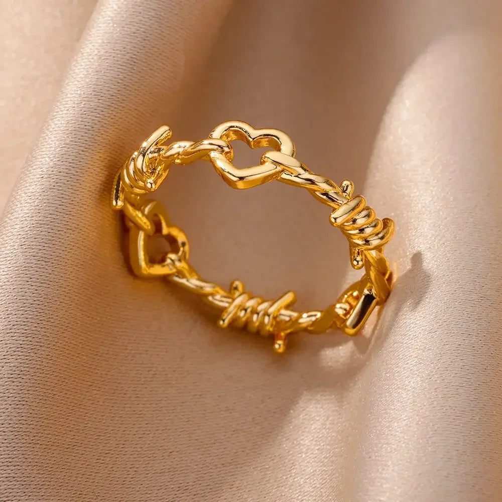 Waterproof Aesthetic Heart Gold Wedding Ring