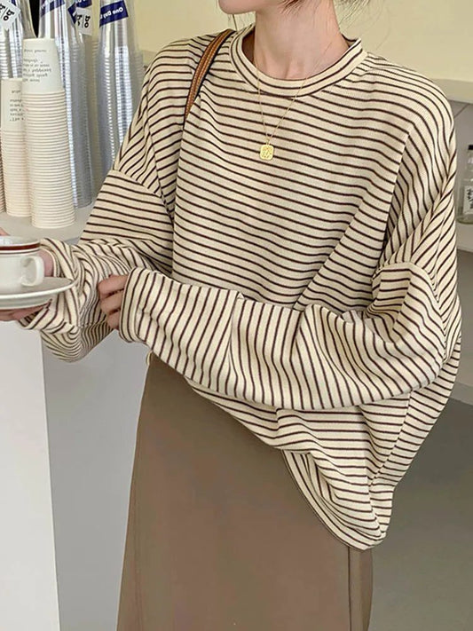 Chic Striped Cotton T-Shirts for Women