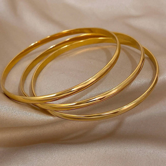 3pcs Waterproof Gold Plated Bangle Bracelets