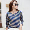 2023 Women's Striped Long Sleeve Cotton Tee