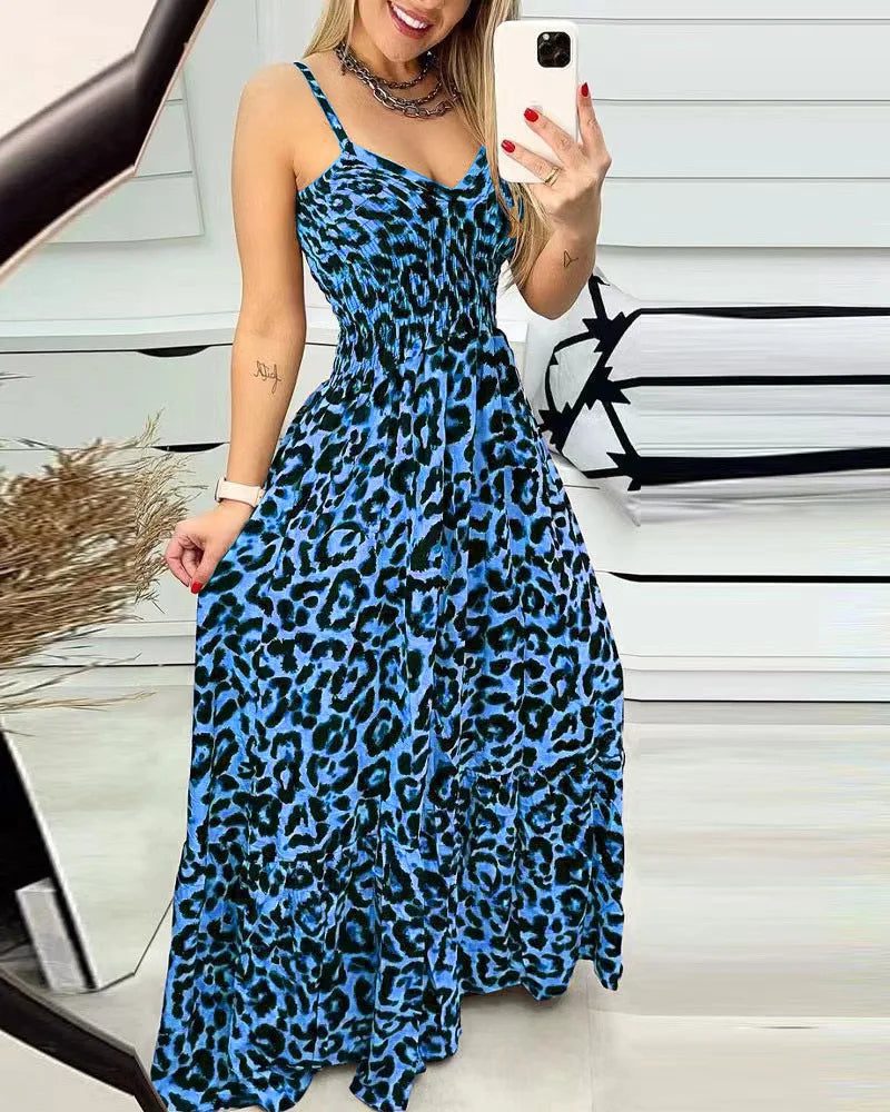 Elegant Leopard Print T-Shirt Dress for Women