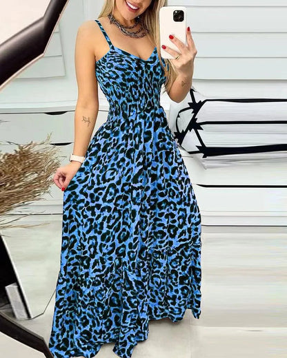 Elegant Leopard Print T-Shirt Dress for Women