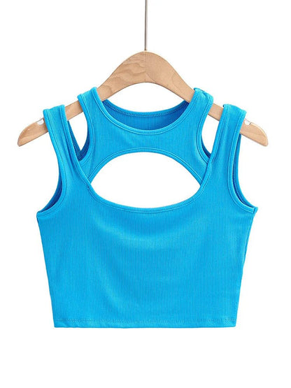 Women Sexy Solid Color Crop Tops Set