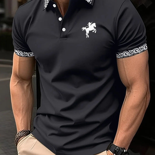 Vintage 3D Printed Polo Shirt for Men