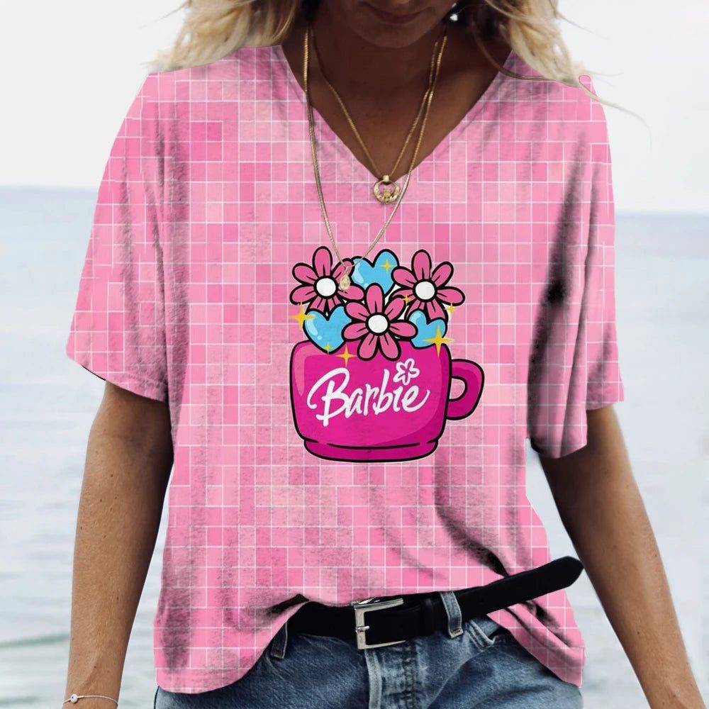 Casual V-Neck Summer Tee for Women