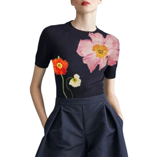 Elegant Floral Printed Women's Summer T-Shirts