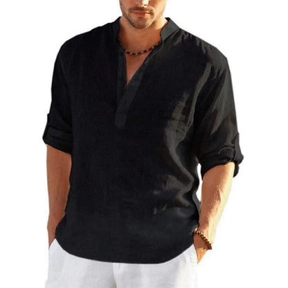 Men's Breathable Linen Long Sleeve Casual Shirt