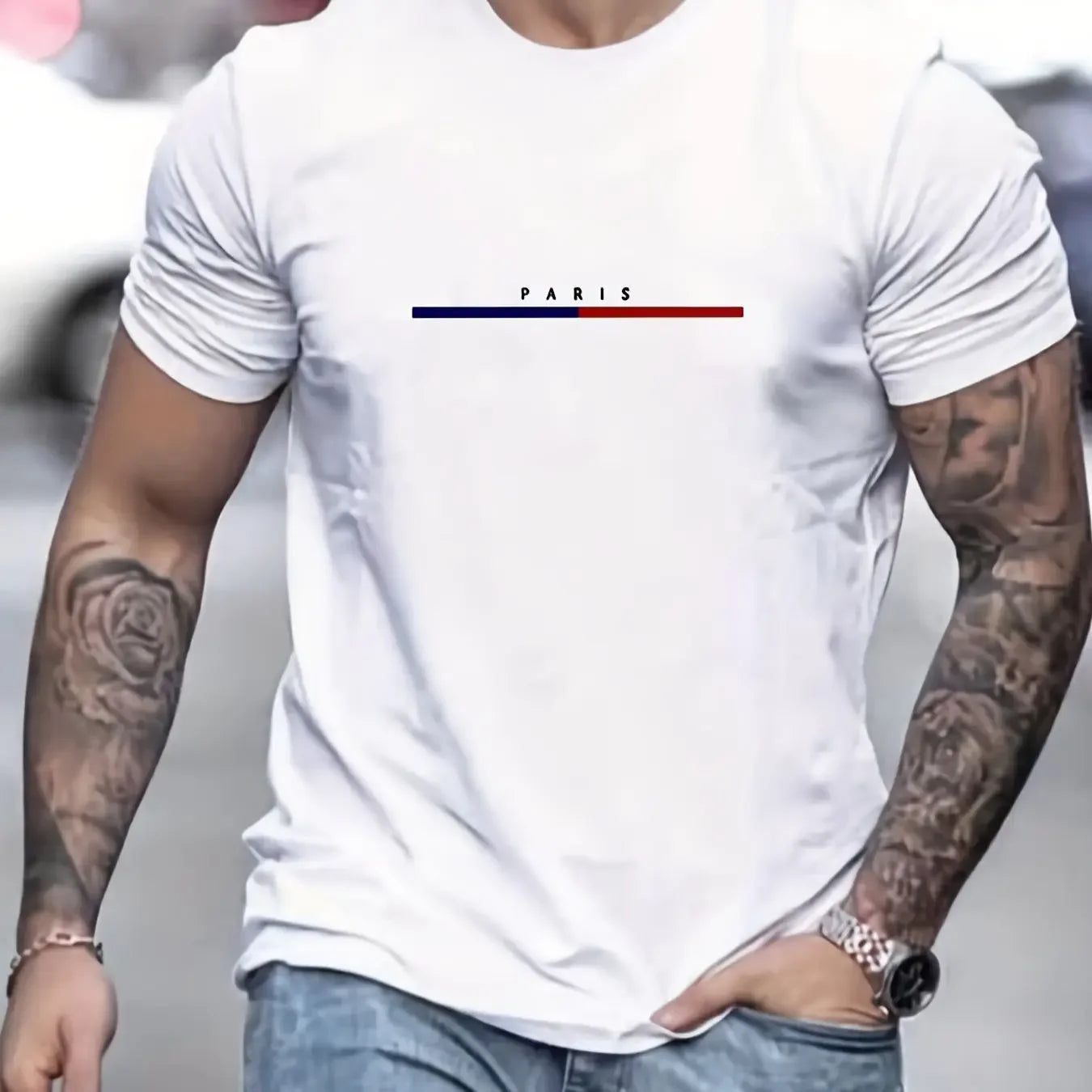 Men's 100% Cotton Paris Short Sleeve T-Shirt