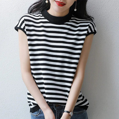 2024 Summer Women's Striped Cotton T-Shirt