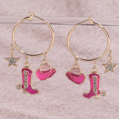 Western Cowboy Hat Boot Earrings for Women