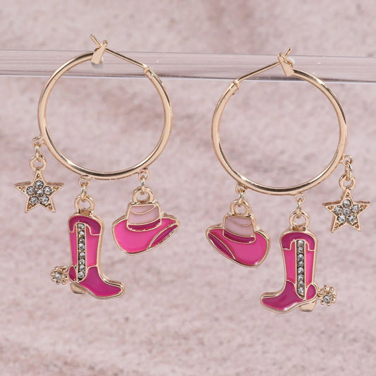 Western Cowboy Hat Boot Earrings for Women