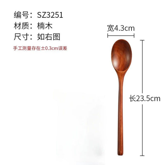 Japanese Wooden Soup Spoons with Long Handle