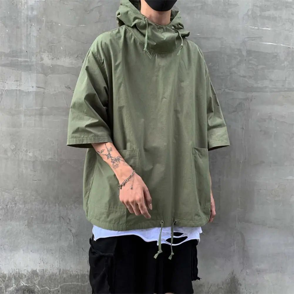 Men's Vintage Techwear Hooded Pocket T-Shirt