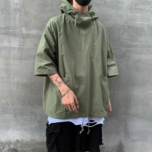 Men's Vintage Techwear Hooded Pocket T-Shirt
