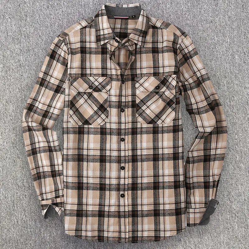 Men's Casual Long Sleeve Plaid Flannel Shirt