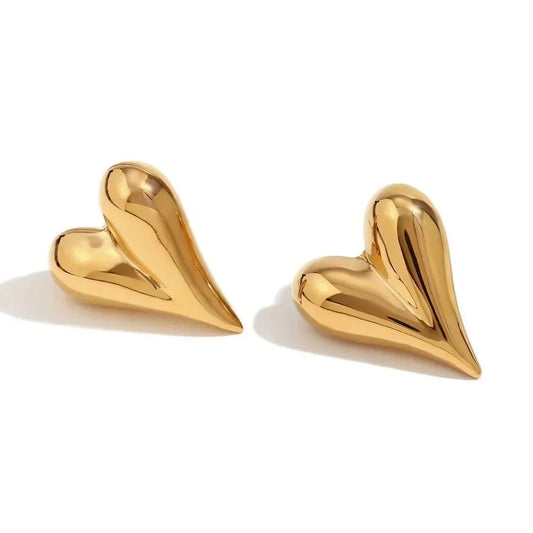 Waterproof Heart-Shaped Stainless Steel Stud Earrings