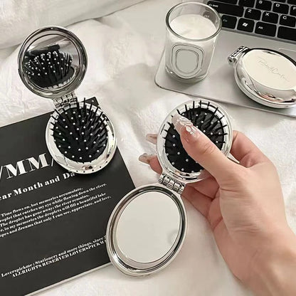 Portable Folding Comb Mirror for Travel
