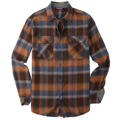 Men's Casual Long Sleeve Plaid Flannel Shirt