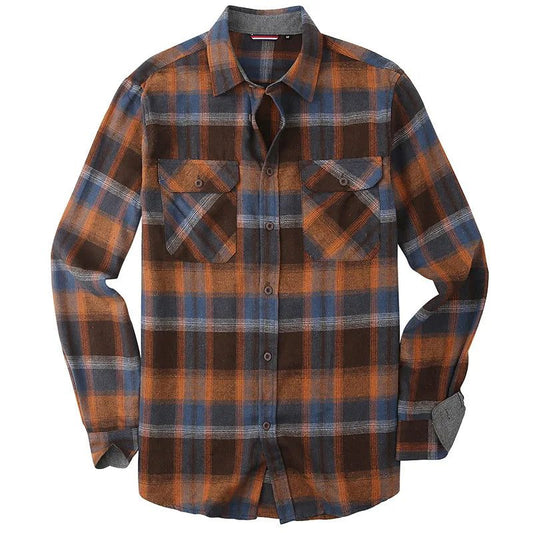 Men's Casual Long Sleeve Plaid Flannel Shirt