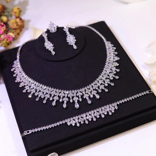 Elegant Leaf Design Bridal Jewelry Set