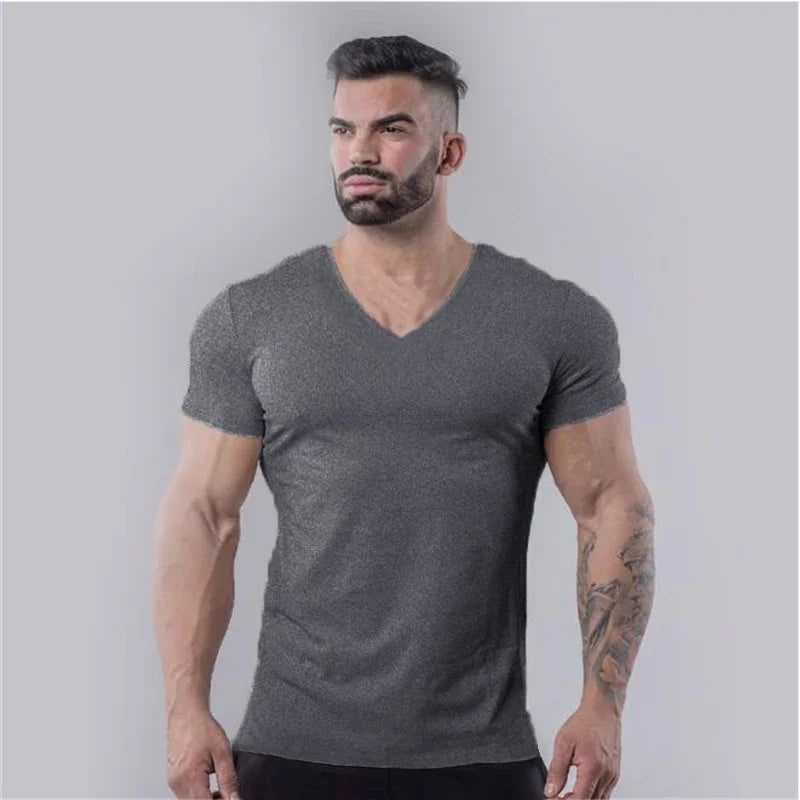 Men's Slim Fit V-Neck Cotton T-Shirt