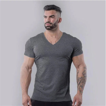 Men's Slim Fit V-Neck Cotton T-Shirt