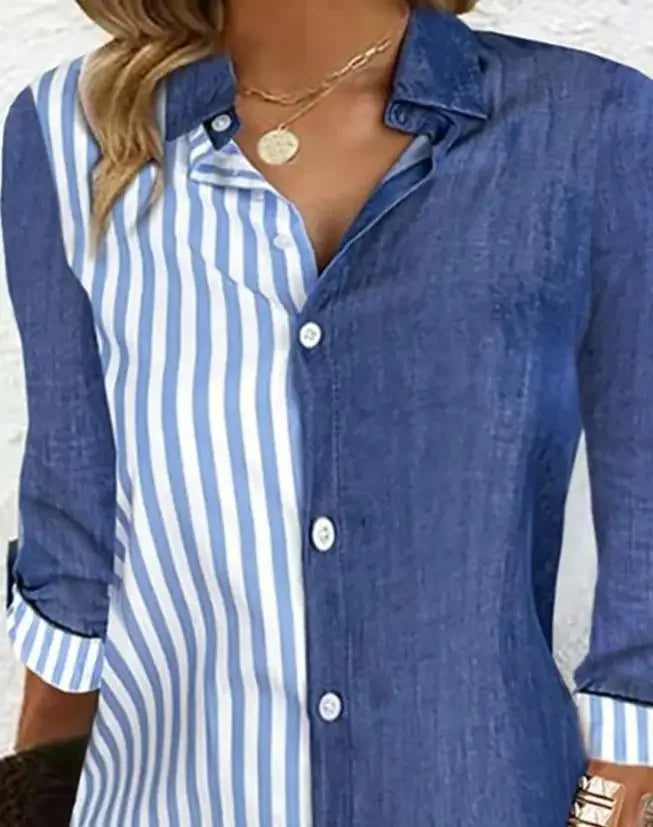 Elegant Striped Buttoned Shirt Dresses for Women