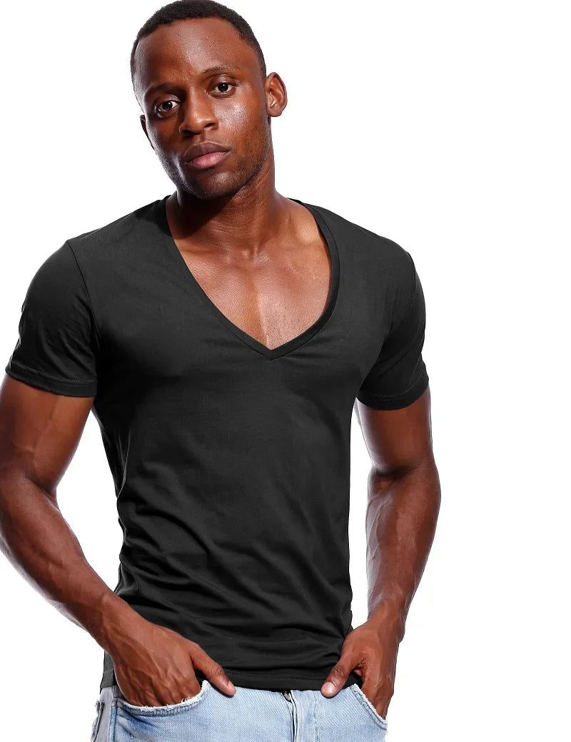 Men's Deep V Neck Slim Fit T-Shirt