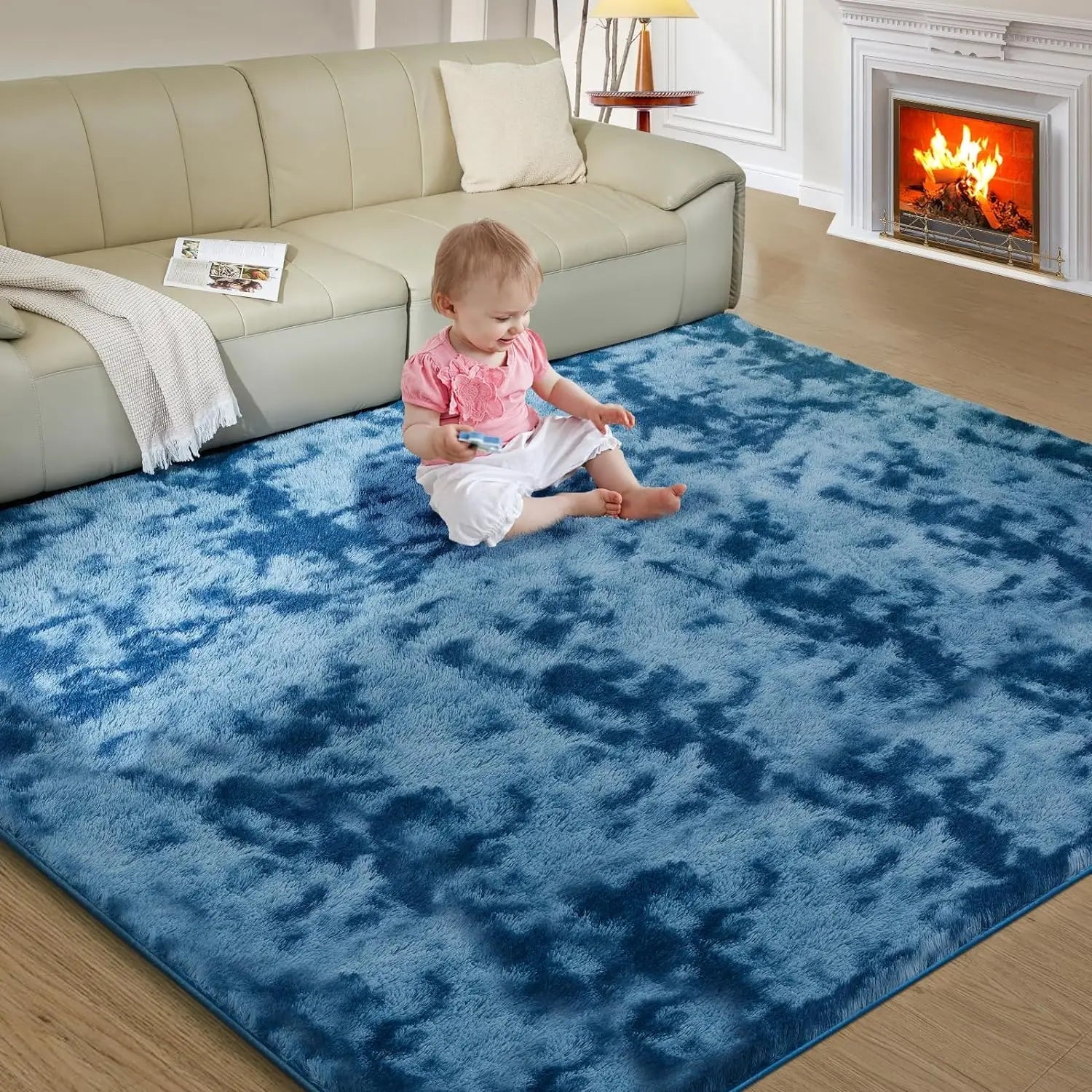 Soft Silk Wool Shag Area Rug