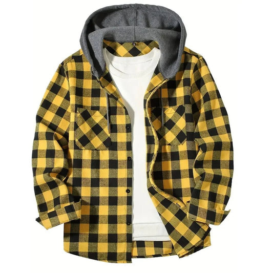 Men's Classic Plaid Flannel Hoodie Shirt