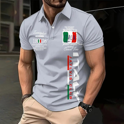 Men's Oversized Italy Graphic Polo Shirt