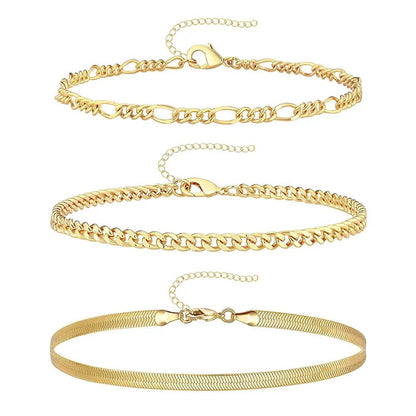 3Pcs Waterproof Stainless Steel Beach Anklet Set