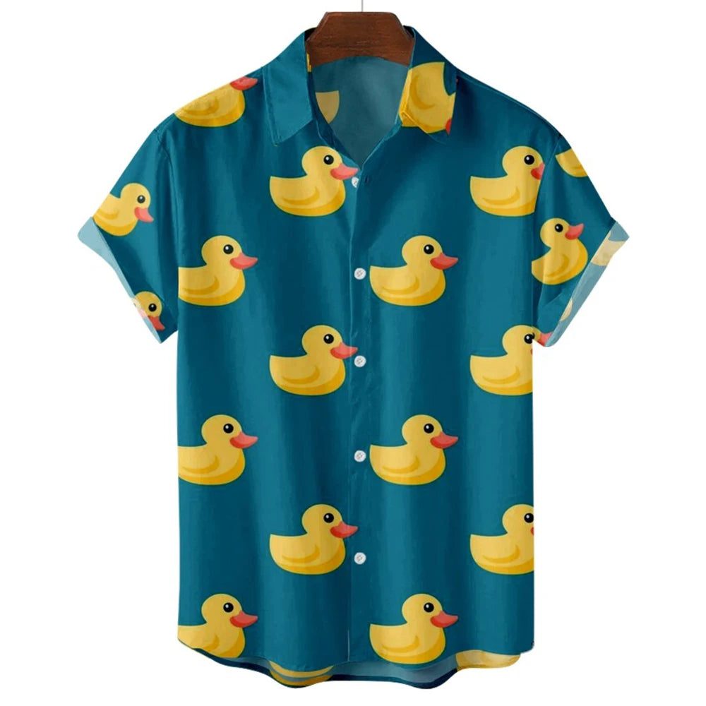 Men's Hawaiian Duck Print Short Sleeve Shirt