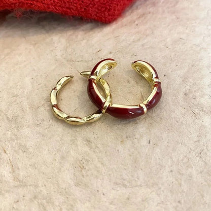 Vintage Red Drop Glazed Rings for Women