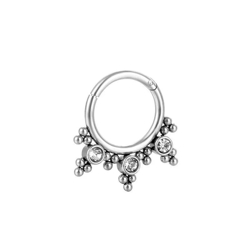 Opal Titanium Septum Ring for Cartilage Piercing