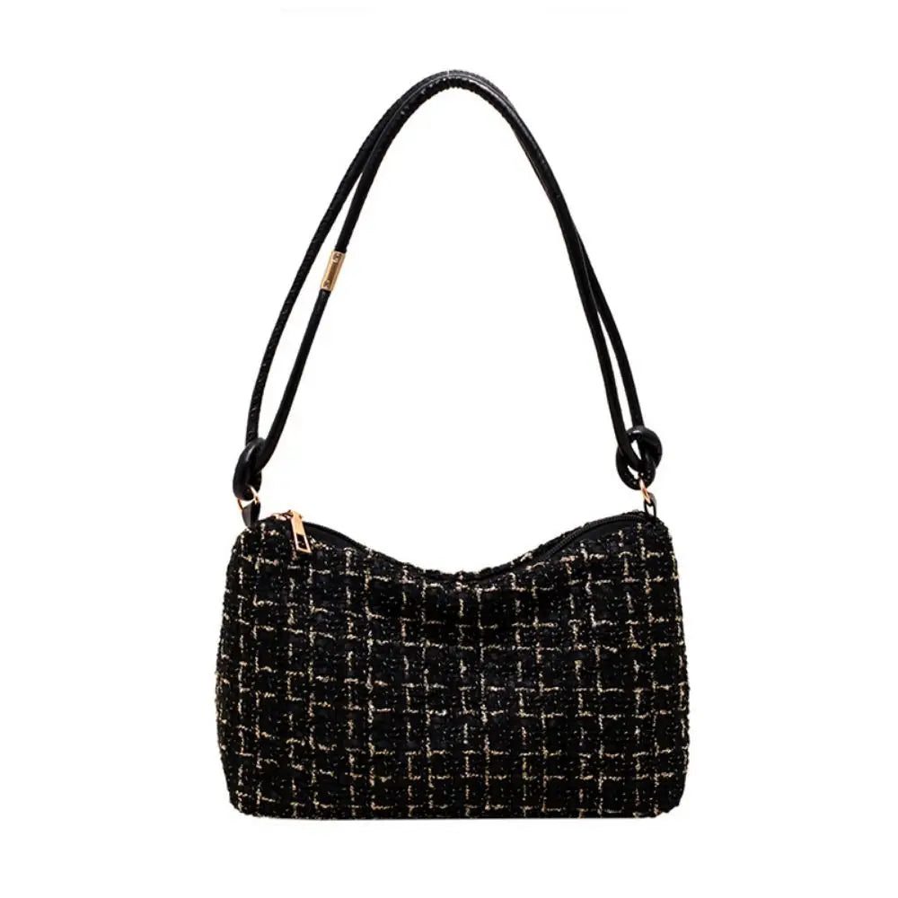 Luxury Woolen Plaid Crossbody Bag for Parties