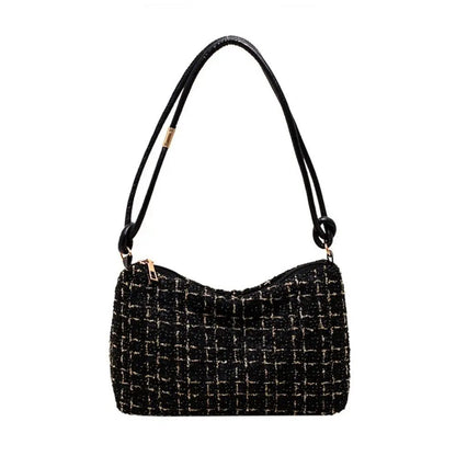 Luxury Woolen Plaid Crossbody Bag for Parties