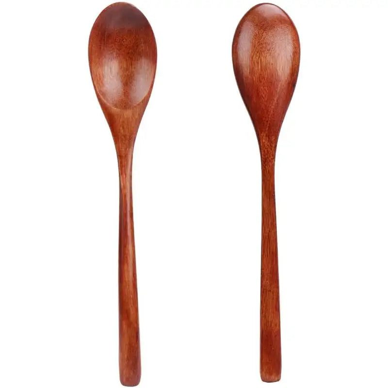 Elegant Wooden Soup Spoons Long Handle Set