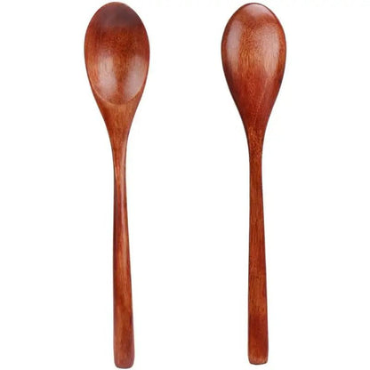 Elegant Wooden Soup Spoons Long Handle Set