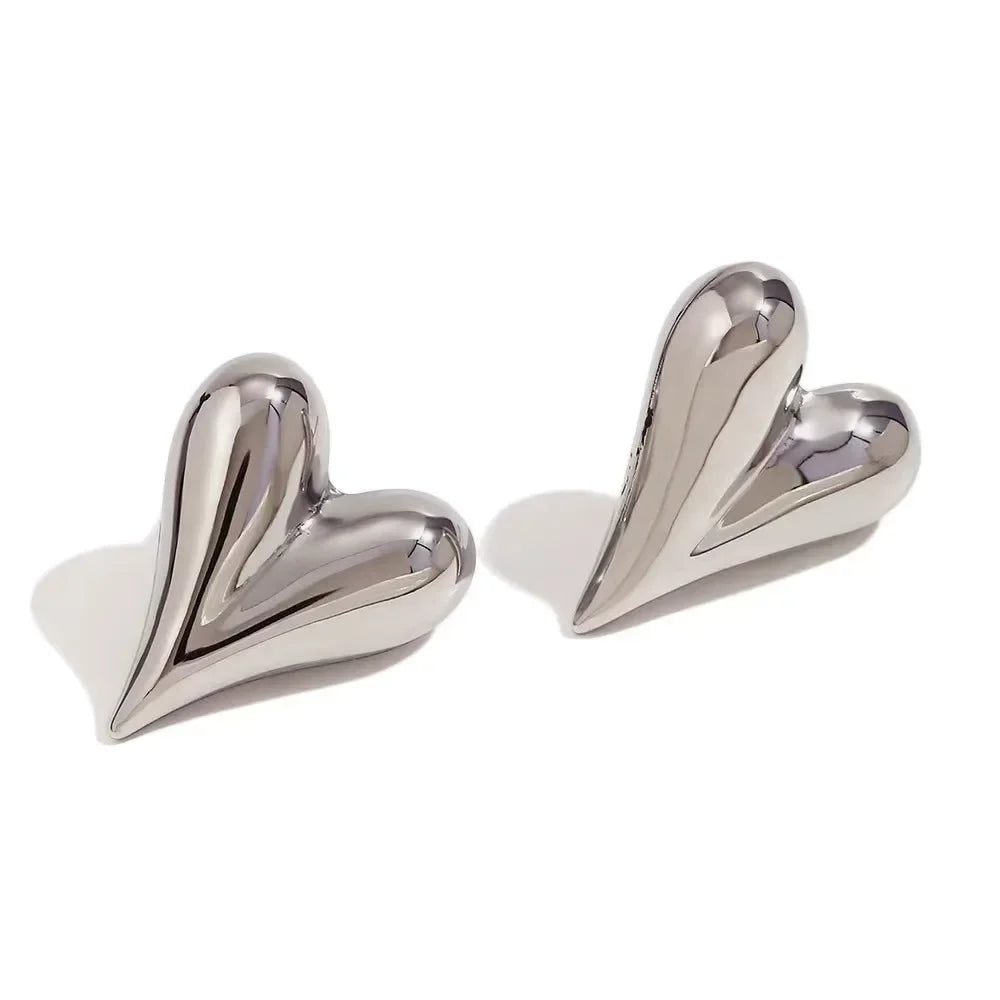Waterproof Heart-Shaped Stainless Steel Stud Earrings