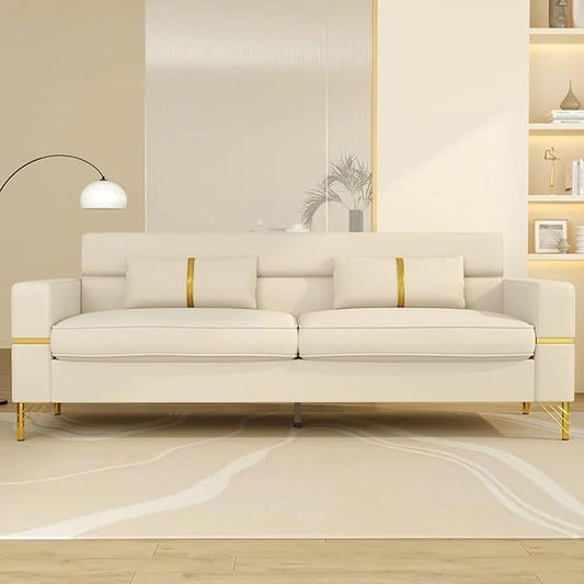 Modern Velvet 3 Seater Sofa with Pillows