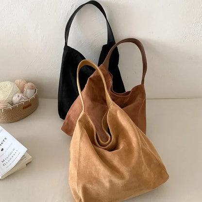 Elegant Khaki Suede Tote Bag for Women