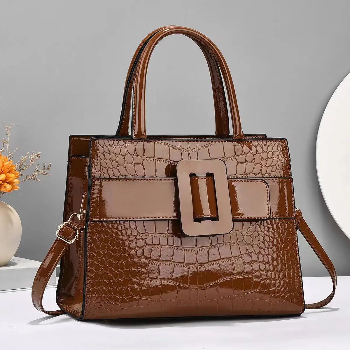 Luxury Crocodile Pattern Crossbody Handbag for Women