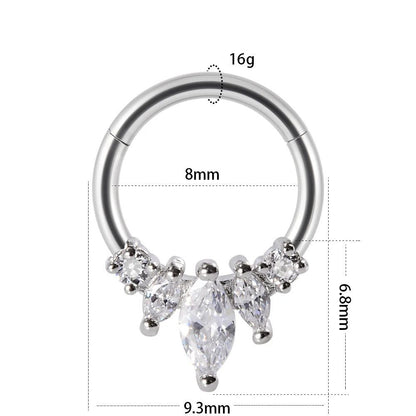 16G Surgical Steel Zircon Septum Clicker Jewelry