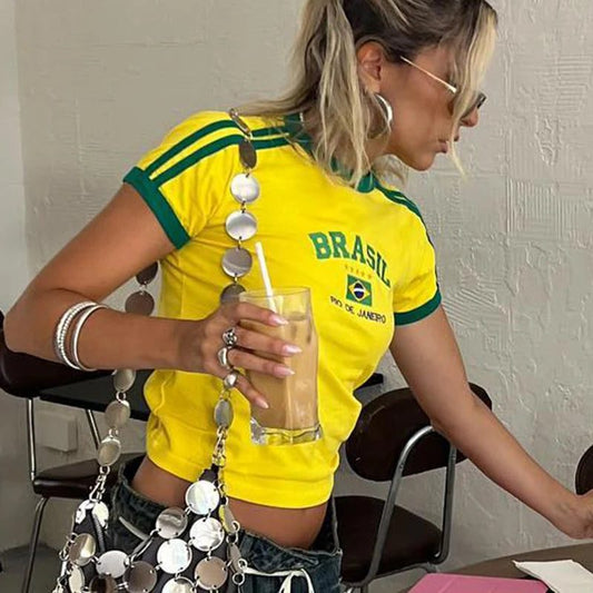 2023 Women's Cropped T-Shirt: Brazil 90's Style