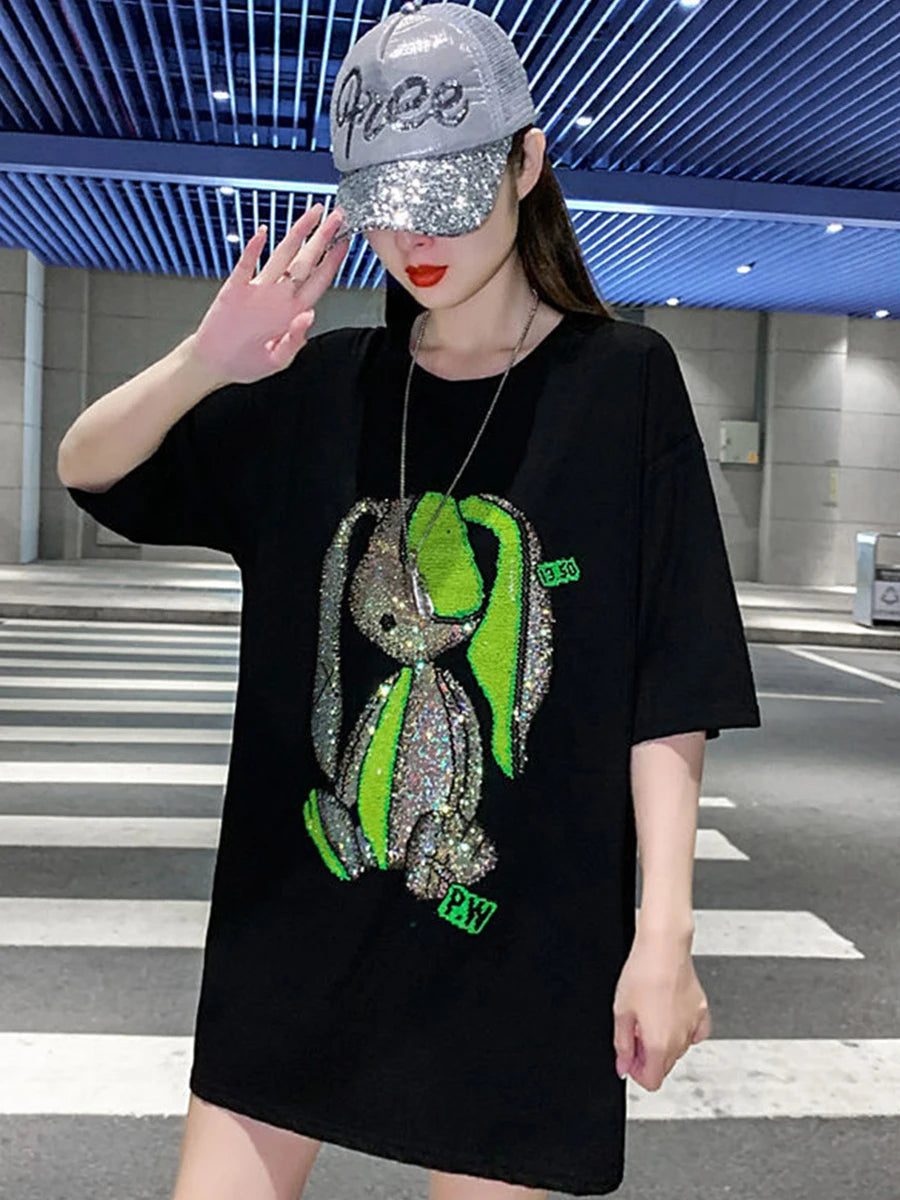 Cool Black Rabbit T-Shirt for Women