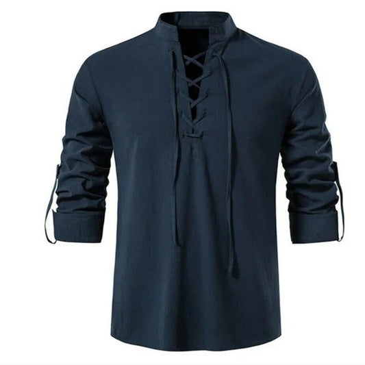 2023 Men's V-Neck Vintage Long Sleeve Shirt
