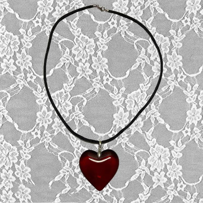 Vintage Y2K Red Heart Necklace for Women